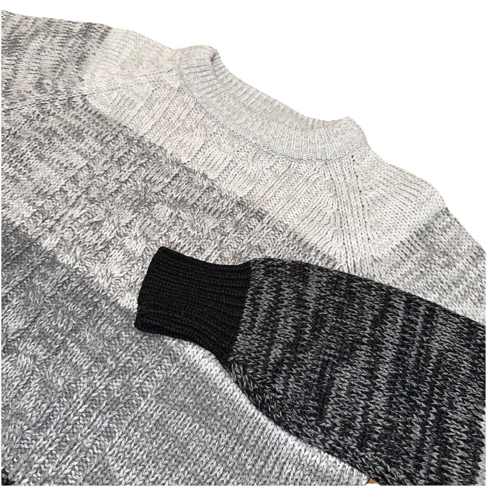 Vintage 80's Chartwell Gray To Black Fade Colorblock Stripe Sweater Women's S‎
